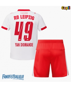 RB Leipzig Yan Diomande #49 Echipament de Fotbal Replică 2025-26 Copii Acasa (+ Șorturi)